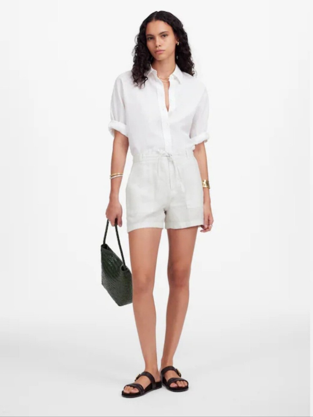 Madewell NWT Pull On Drawstring Linen Shorts Size Medium Salt